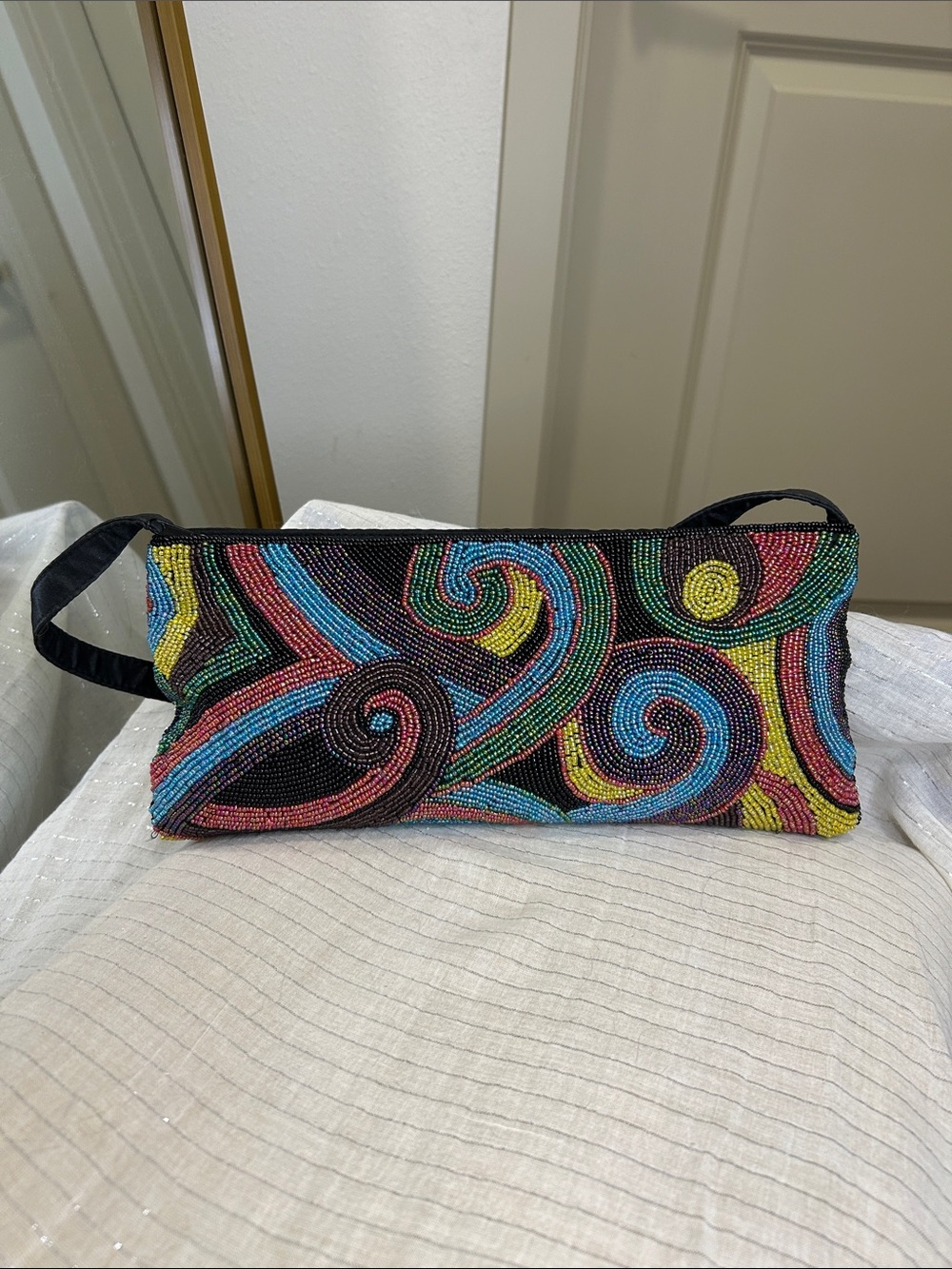 Vintage Whitehall & Shon shoulder bag 1990s psychedelic swirl evening clutch